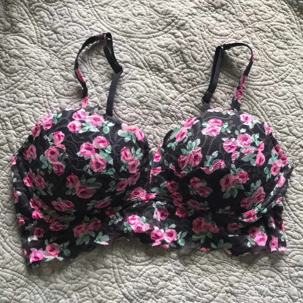 Vs Pink padded bralette (rose print)